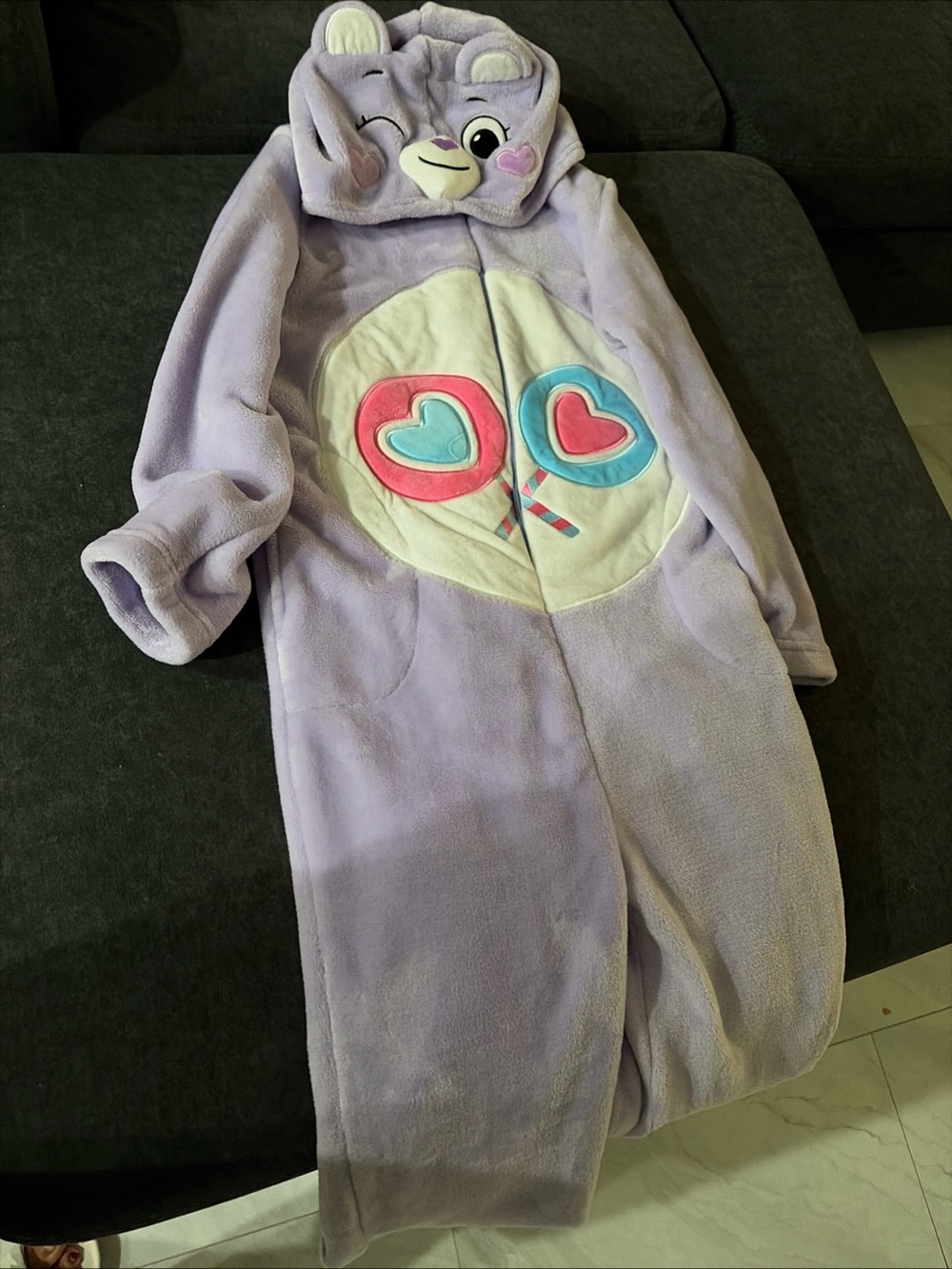 Care Bears Lavender Plush Onesie with Heart Lollipop Appliqué